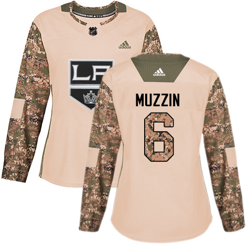 Adidas Kings #6 Jake Muzzin Camo Authentic Veterans Day Women's Stitched NHL Jersey - Click Image to Close